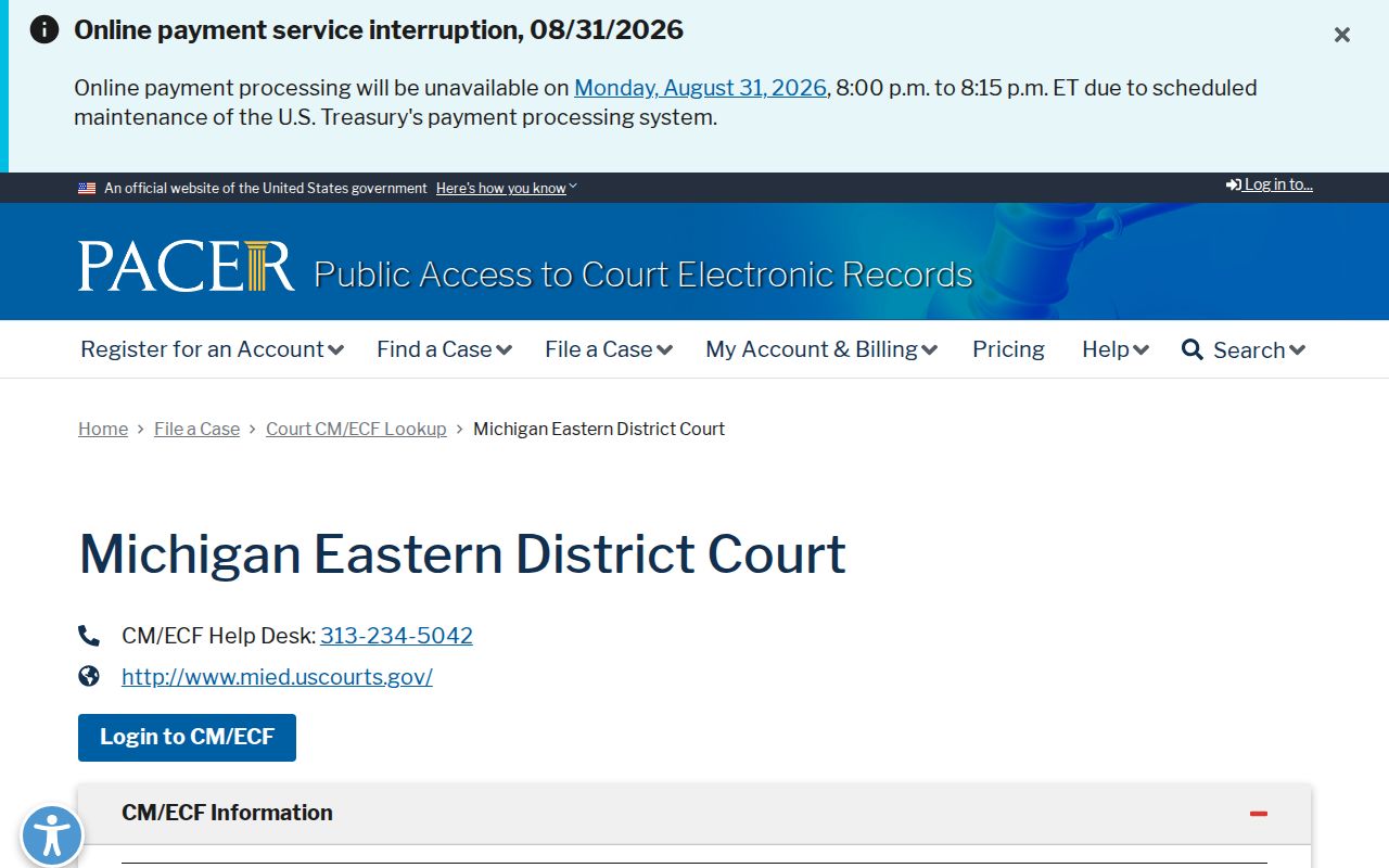 Tuscola County court records Eastern District of Michigan Bay City PACER location