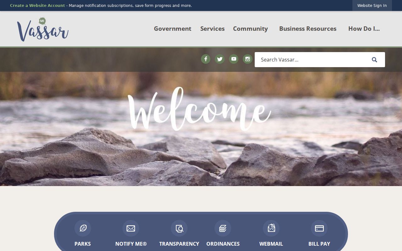 Vassar City Hall official municipal portal and contact information